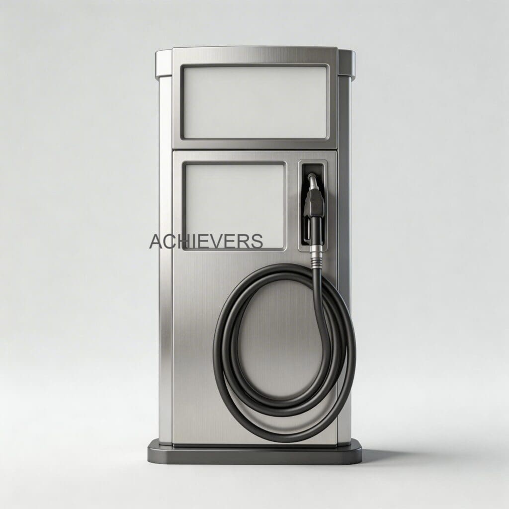 Industrial Fuel Dispensers with labeled components highlighting high-wear parts like the inline filter, auto shut-off nozzle, and 4-meter rubber delivery hose