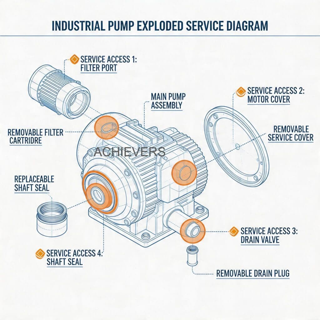 Maintenance diagram and exploded view of Oil Flow Meters showing service access points and field-replaceable seal components