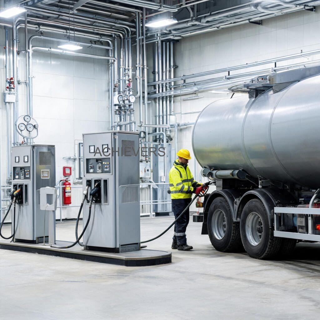Fuel Dispensers installed and operating at a global industrial facility showing correct setup