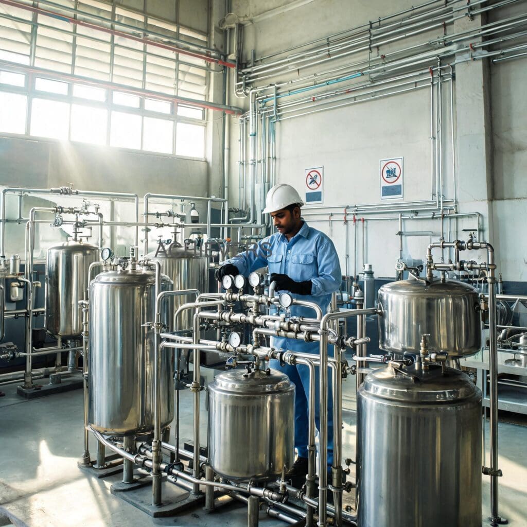Achievers Liquid Batching System operating productively at an Indian automotive assembly plant filling lube oils with proper housekeeping and maintenance protocols in place